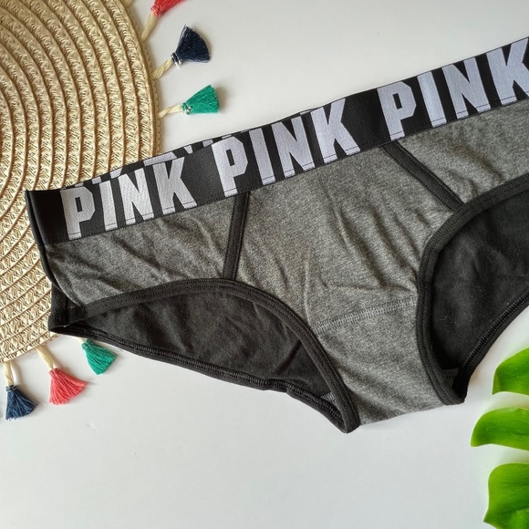 Victoria’s Secret PINK Logo Hipster Panty Gray Large NEW Rare - Picture 2 of 3